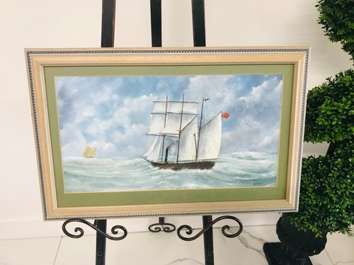 Framed maritime painting - painting, –