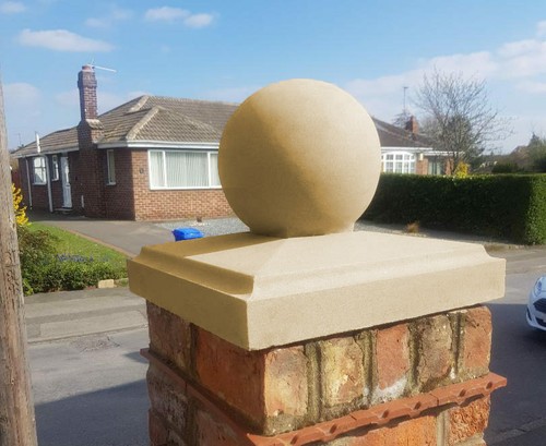 Cast stone chamfered pier - stone,