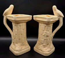 Pair Of Art Deco Budgie & Birdbath Water Jugs /Vase Vintage Wade 1930s 