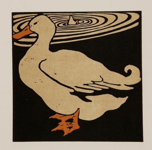 Duck woodcut print william - duck,