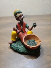 5" Rasta Jamaican Bob Marley Holding Bowl Polyresin Ashtray Decoration Ash Tray