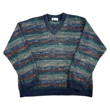 Simpson Piccadilly Mens Knit Jumper Striped Vintage 90s Retro Pullover Large