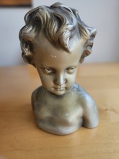 Vintage  Chalkware Plaster Child Bust Statue