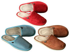 Women's Leather Slippers Soft Suede Eco Slip On Size 3 - 8 UK Ladies Mule Shoe
