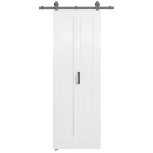 Homcom slide door with steel - slide,