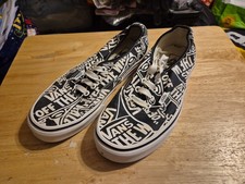 VANS Off the Wall Graphic Trainers Pumps UK5 Black White Canvas Shoes
