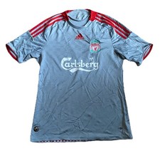VINTAGE LIVERPOOL FOOTBALL SHIRT Adidas 2008/2009 Grey Size MEDIUM Carlsberg