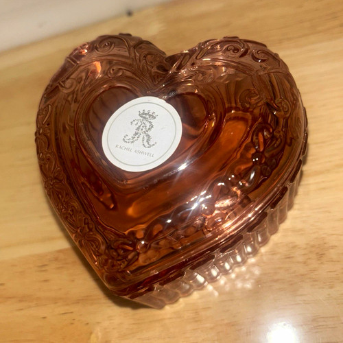 Pink glass trinket box with - glass,