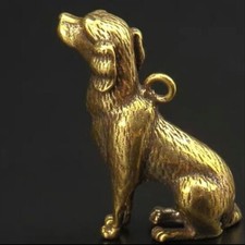 well detailed solid brass dog  spaniel pocket watch chain fob charm key ring