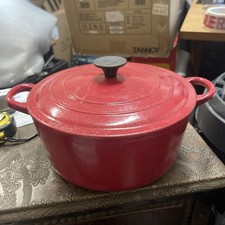 Le Creuset France (D) 22cm vintage Cast Iron Casserole Pot Red