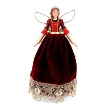 Gisela Graham Burgundy and Gold Lace Fairy Christmas Tree Topper Regal Design