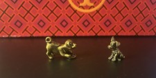 2 Mini Brass Dogs Figurines