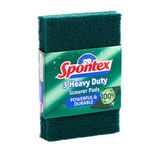 Spontex Heavy Duty Scourer Pads 3 Pack | 100% Recycled Fibres | Tough on Grease