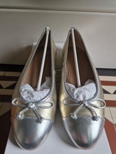 LK Bennett Kara Metallic Gold and Silver Leather Ballet Flats Size 5, Size 38
