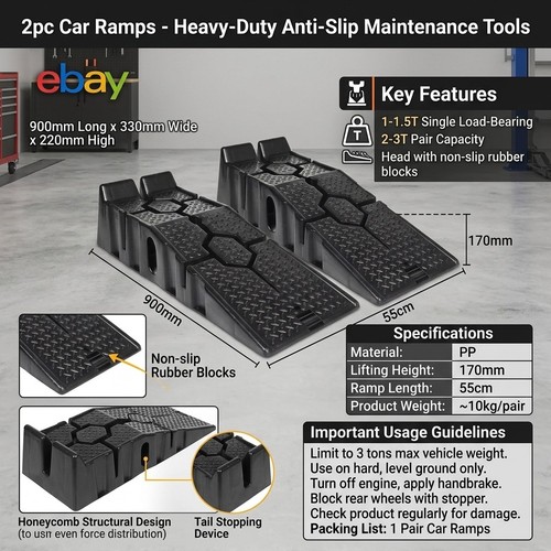 2pc car ramps - car, 900mm