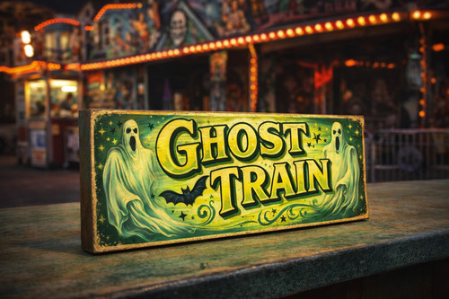 Ghost train sign - train, vintage