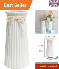 White Ceramic Ribbed Vases for