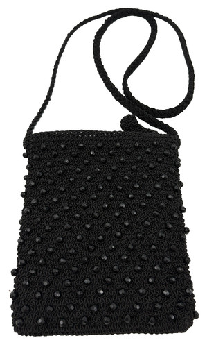 Vintage black crochet beaded - vintage,