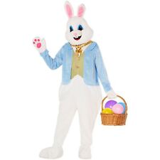 Adult Deluxe Easter Bunny Costume Unisex White Rabbit Jumpsuit Fancy Dress