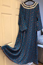 Women  Kaftan Abaya Islamic Muslim Ladies Long Sleeve Long Maxi Dress 2XL