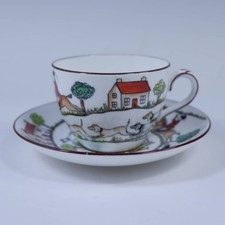 Crown Staffordshire Hunting Scene Flat Cup Saucer From Japan