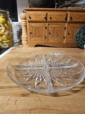 Vintage Clear Crystal Glass Divided Serving Snack Dish 4 Sections