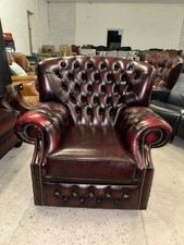 Chesterfield Oxblood Real Leather Monks Wingback Chair