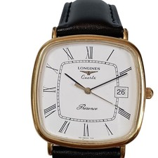 LONGINES Presence Quartz Date Gold Plated Men’s Watch 29mm Roman Dial Swiss...