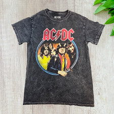 AC/DC Graphic Tee T Shirt Mens S Grey Slim Fit Music Band