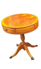 Vintage Mahogany Drum Table Double Drawer Claw Feet 