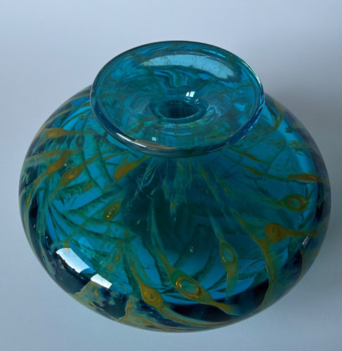 Turquoise blue gold art glass - turquoise,
