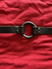 BLACK REAL LEATHER ‘O’ RING GAG STRAP, ADJUSTABLE  KINKY GAY INTEREST