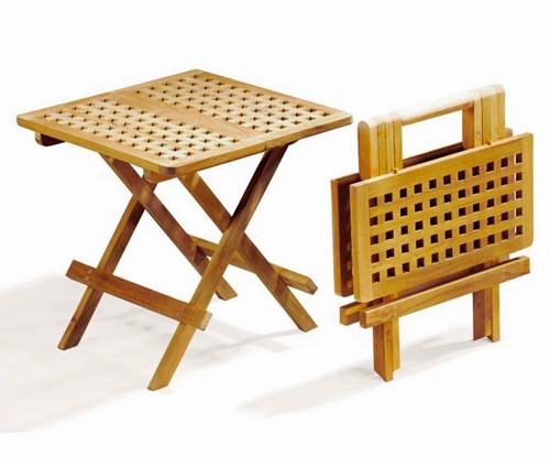 Foldable brown teak - teak, square