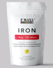 IRON 14mg - 120 vegan tablets, High Strength Energy Pregnancy Anaemic Supplement