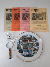 VTG Boot Hill Dodge City Kansas 1960s LOT Plate Magnify Glass Longbranch Flyers
