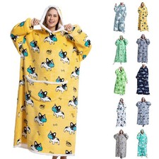 Extra Long Hooded Hoodie Blanket Sherpa Fleece Ultra Plush Oversized Sweatshirt