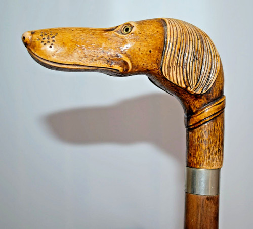 Antique carved greyhound dog - greyhound,