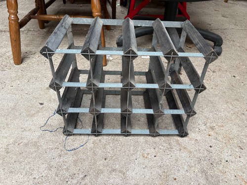 Wood metal wine rack - rack, holds