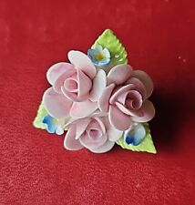 Vintage Fine Bone China Floral Brooch In Coalport Style 