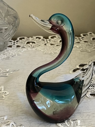 Murano glass swan ornament - murano,