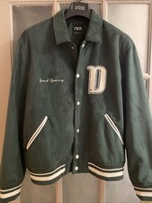 Dark Green Men Beisball Jacket