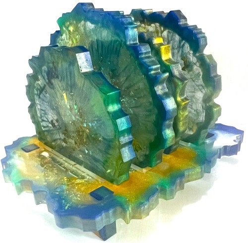Luxury resin coaster set green - luxury,