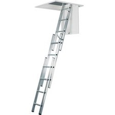 3 Section Loft Attic Ladder & Handrail Aluminium Heavy Duty Chrome 150kg Load Uk