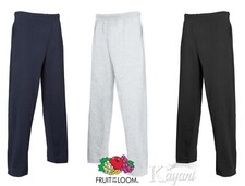 Mens Jog Pants Fruit Of The Loom Tracksuit Bottoms Open Leg Sweat Jogging Pants