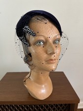 1940s Navy Velvet Cocktail Hat