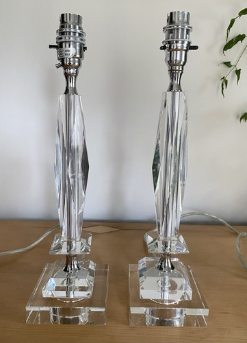 Pair facet cut glass - cut,