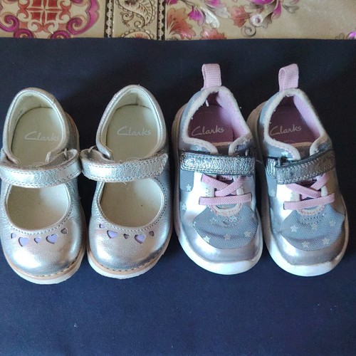 Clarks girls silver leather - silver,