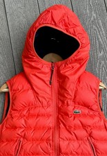 £265~RARE~PREMIUM LACOSTE HOODED DOWN GILET ~Body Warmer~PUFFER~ Small ~48~ 21"P
