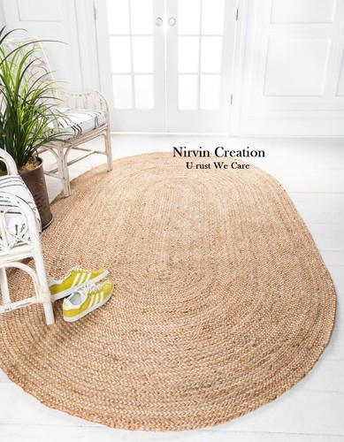 Oval rug jute carpet mat - jute,