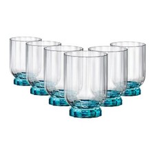 6x Bormioli Rocco Florian Whisky Glasses Glass Drinking Tumblers 300ml Blue